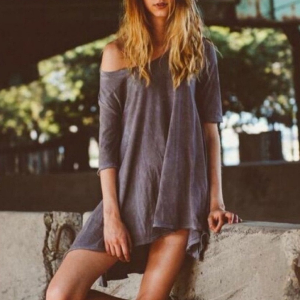Free People Melrose Swing Tee Gray Sz SP Boho Grunge Festival Indie 90's Goth